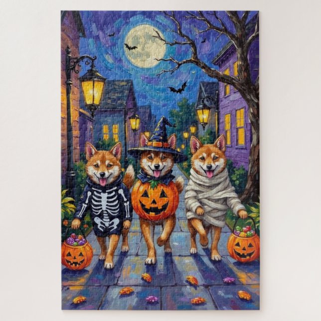 Shiba Inu Dogs in Halloween Costumes Jigsaw Puzzle (Vertical)