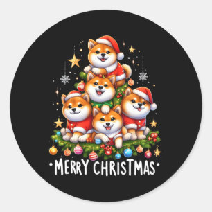 Shiba Inu Dogs Merry Christmas Xmas Gifts Christma Classic Round Sticker