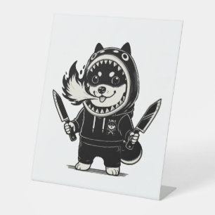 Shiba Inu Dragon Slayer Pedestal Sign