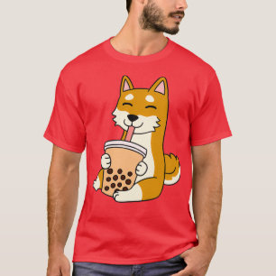 Shiba Inu Drinking Bubble Tea T-Shirt