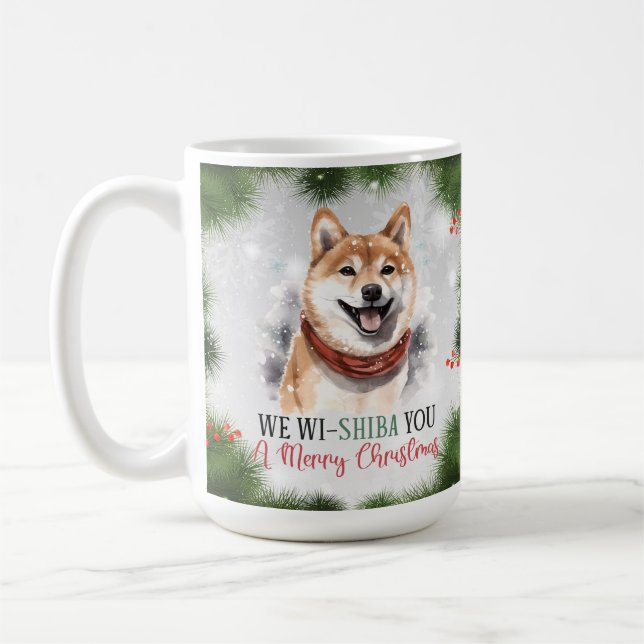 Shiba Inu Funny Dog Pun Christmas Coffee Mug (Left)