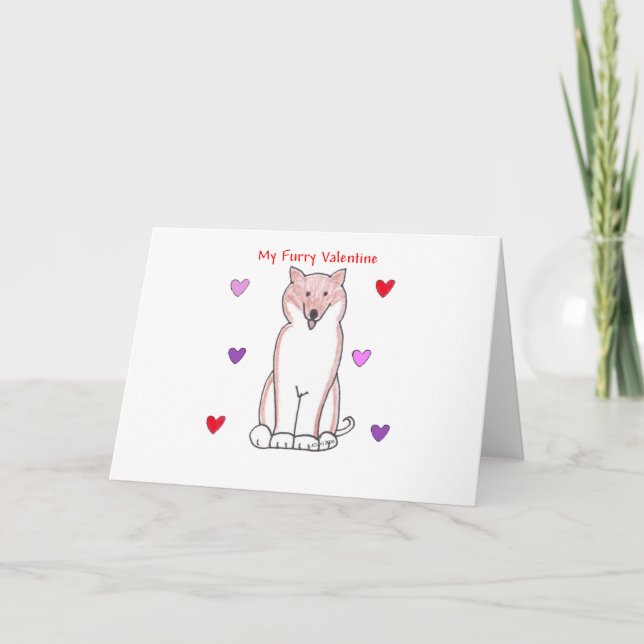Shiba Inu Furry Valentine Holiday Card (Front)