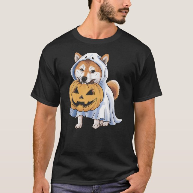 Shiba Inu Ghost Dog Halloween T-Shirt (Front)