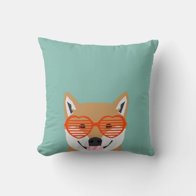 Shiba Inu glasses dog cute shiba inu puppy gifts Cushion (Front)
