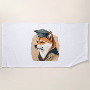 Shiba Inu graduate  Beach Towel
