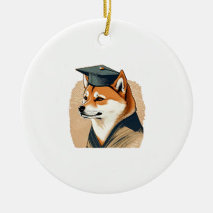 Shiba Inu graduate  Ceramic Tree Decoration