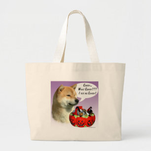 Shiba Inu Halloween Candy Large Tote Bag