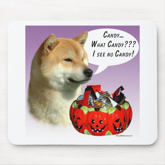 Shiba Inu Halloween Candy Mouse Mat (Front)