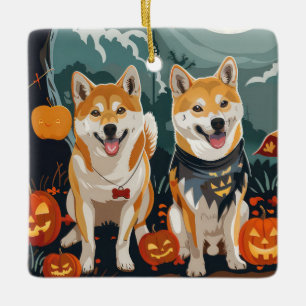 Shiba Inu Halloween Spooky Ceramic Ornament