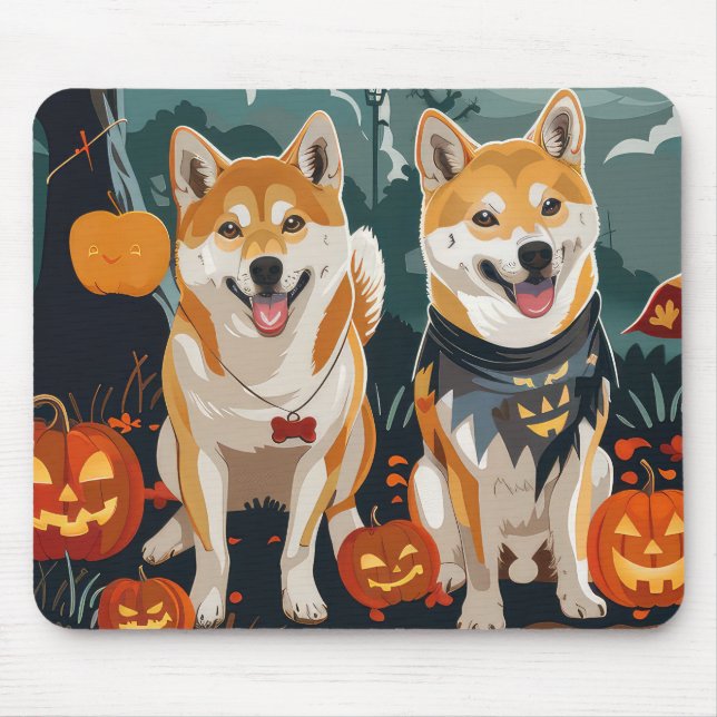 Shiba Inu Halloween Spooky Mouse Mat (Front)