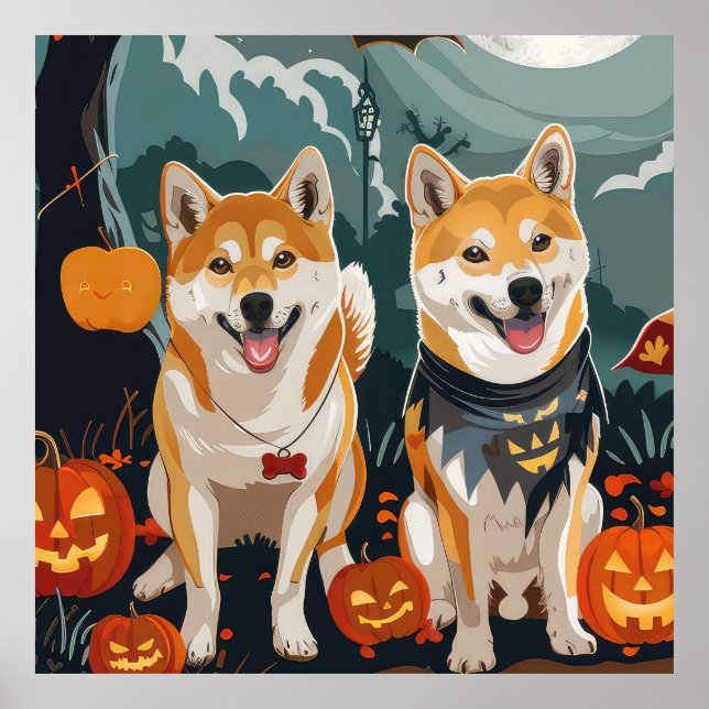 Shiba Inu Halloween Spooky Poster (Front)