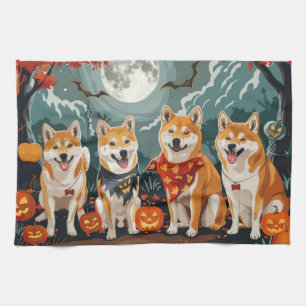 Shiba Inu Halloween Spooky Tea Towel