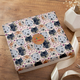 Shiba Inu Hand-Drawn Cartoon Head  Wrapping Paper