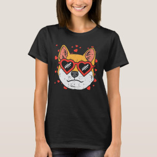 Shiba Inu Heart Glasses Valentines Day Japanese T-Shirt