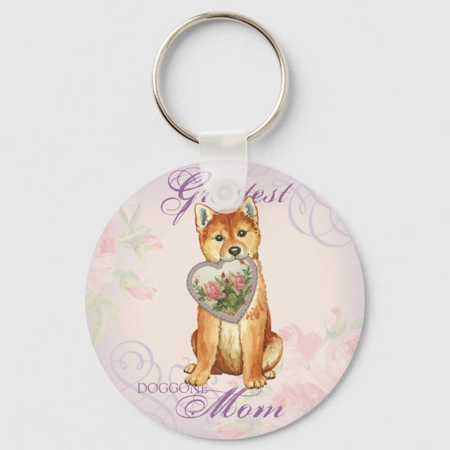 Shiba Inu Heart Mum Key Ring (Front)