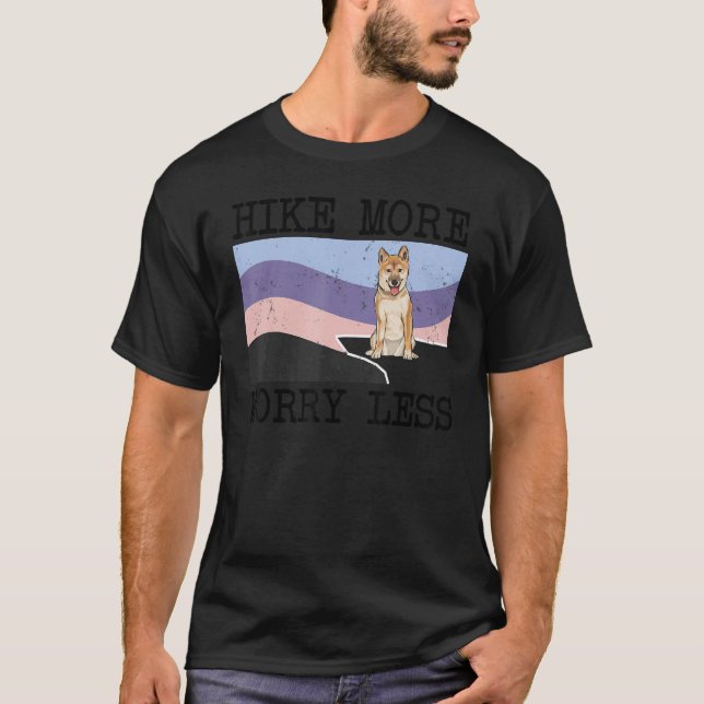 Shiba Inu Hike More Worry Less Graphic Hiking T-Shirt (Front)