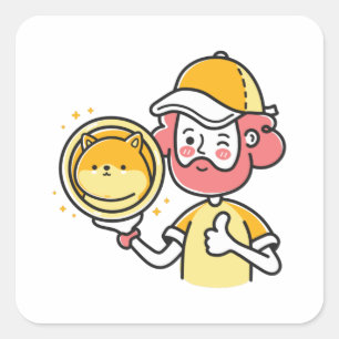 Shiba Inu Holder Square Sticker