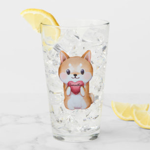 Shiba Inu Holding A Heart Glass