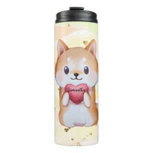 Shiba Inu Holding A Heart Thermal Tumbler