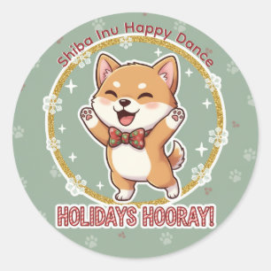 Shiba Inu Holiday Dance Sticker