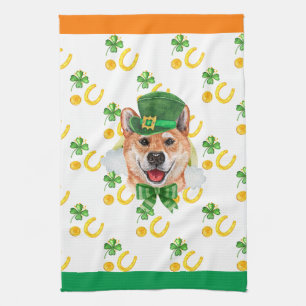 Shiba Inu Holiday Home Decor St Patricks Day Tea Towel