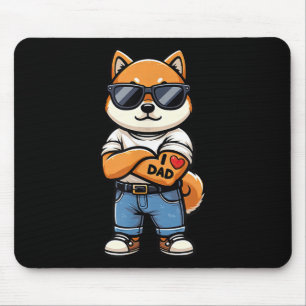 Shiba Inu I Love Dad Funny Dog Tattoo  Mouse Mat