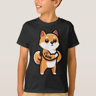 Shiba Inu I Love Mum Funny Dog Tattoo T-Shirt