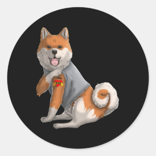 Shiba Inu I Love Mum Tattoo Dog Shirt Funny Mother Classic Round Sticker