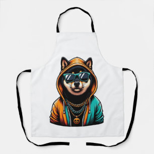 Shiba Inu in Streetwear Hoodie Apron