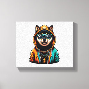 Shiba Inu in Streetwear Hoodie Canvas Print