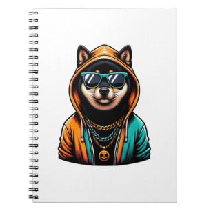 Shiba Inu in Streetwear Hoodie Notebook