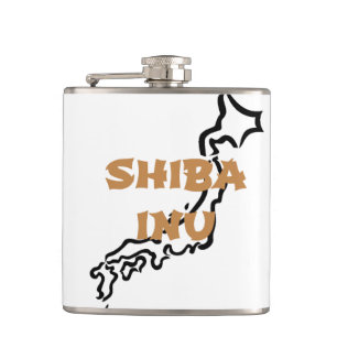 shiba inu japan outline hip flask