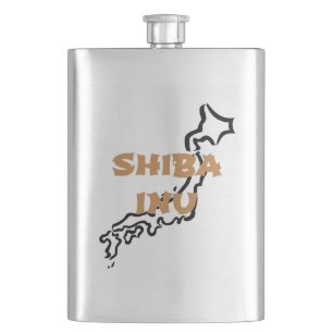 shiba inu japan outline hip flask