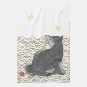 Shiba Inu, Japanese Art Tea Towel