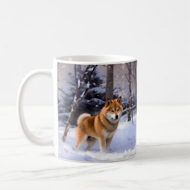 Shiba Inu Let It Snow Christmas  Coffee Mug (Left)