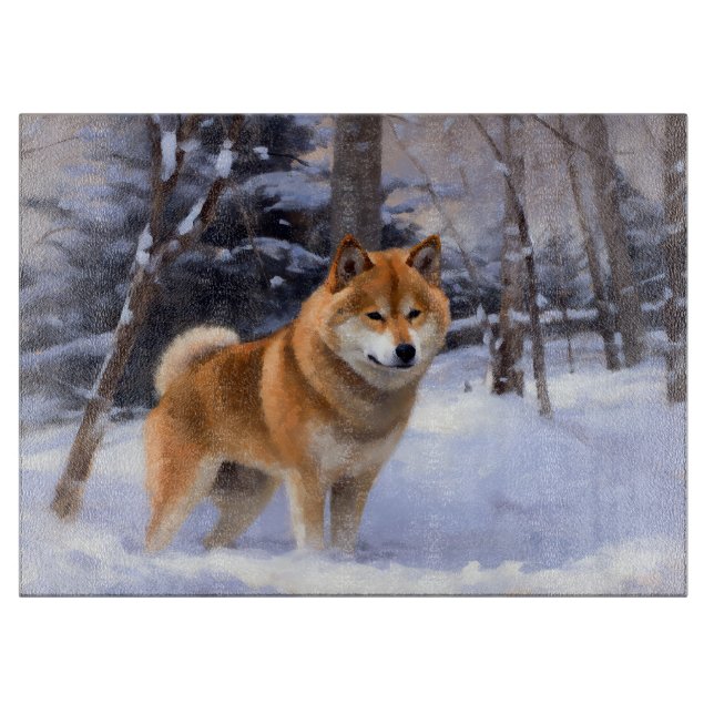 Shiba Inu Let It Snow Christmas  Cutting Board (Front)
