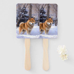 Shiba Inu Let It Snow Christmas  Hand Fan