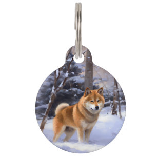 Shiba Inu Let It Snow Christmas Pet Tag
