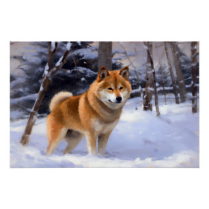 Shiba Inu Let It Snow Christmas Poster
