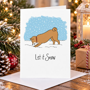 Shiba Inu Let It Snow - Happy Dog Christmas Holiday Card