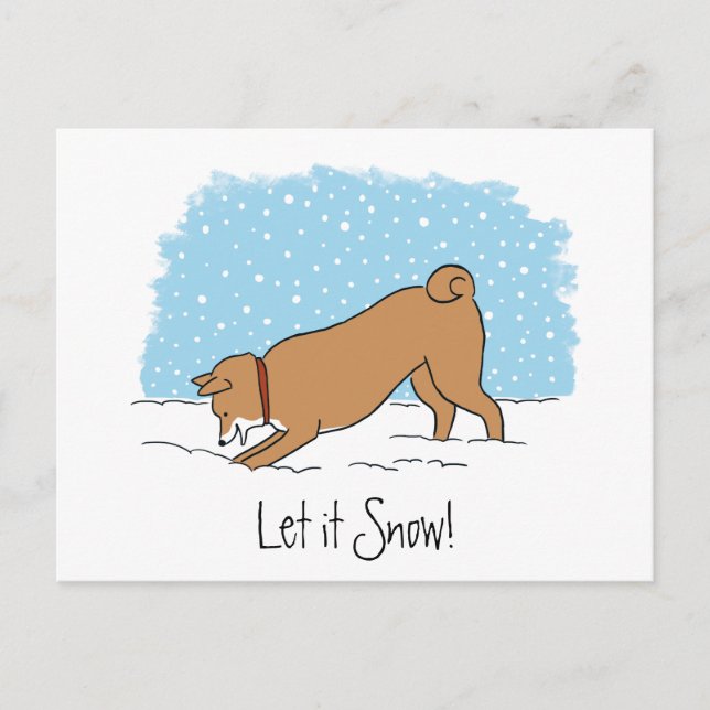 Shiba Inu Let It Snow - Happy Dog Christmas Xmas Holiday Postcard (Front)