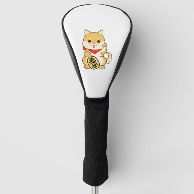 Shiba Inu Lucky Cat Pose Golf Head Cover (Front)