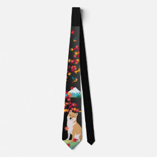 SHIBA INU mens tie autumn Mt. Fuji