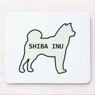 Shiba Inu name silhouette cream Mouse Mat