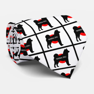 shiba inu name silhouette on flag tie