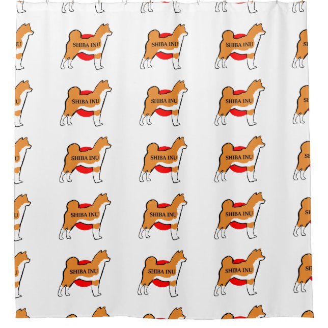 shiba inu name silhouette on Japan-flag red Shower Curtain (Front)