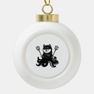 Shiba Inu octopus Ceramic Ball Christmas Ornament