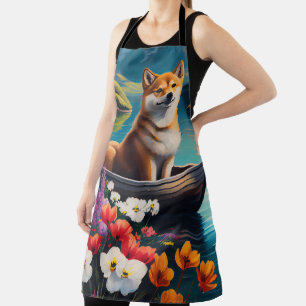 Shiba Inu on a Paddle: A Scenic Adventure Apron