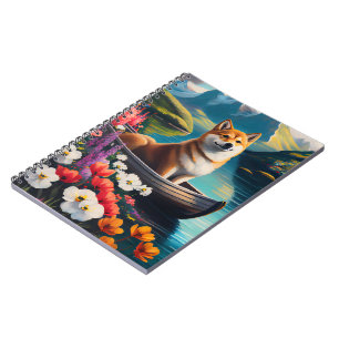 Shiba Inu on a Paddle: A Scenic Adventure Notebook