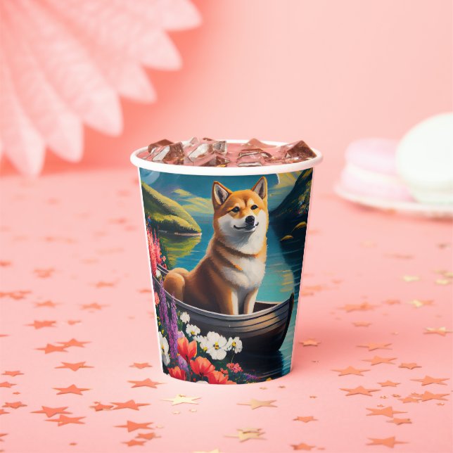 Shiba Inu on a Paddle: A Scenic Adventure Paper Cups (Insitu)